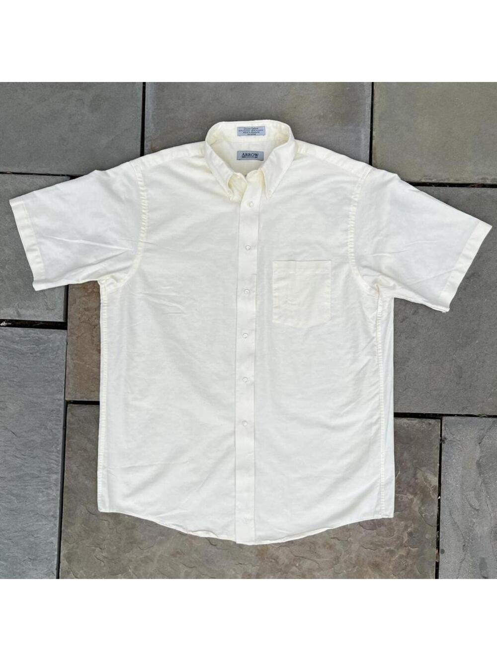 Vintage 90s Pale Yellow Oxford Short Sleeve Button Down